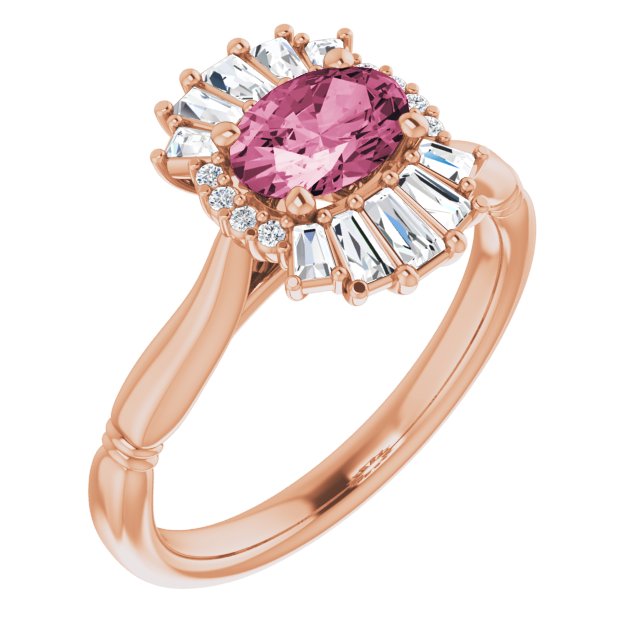 14K Rose Natural Pink Tourmaline & 1/4 CTW Natural Diamond Ring